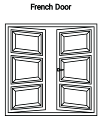 wood triple panel french double door illustration